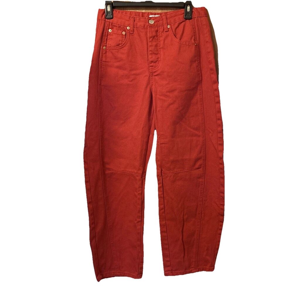 Parke Women's Red Barrel Leg Horsehoe Jean Size 25 100% Cotton High Rise